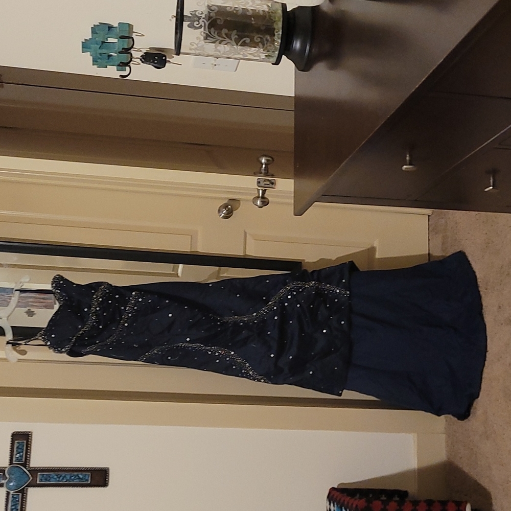 Midnight blue sequence beaded dress